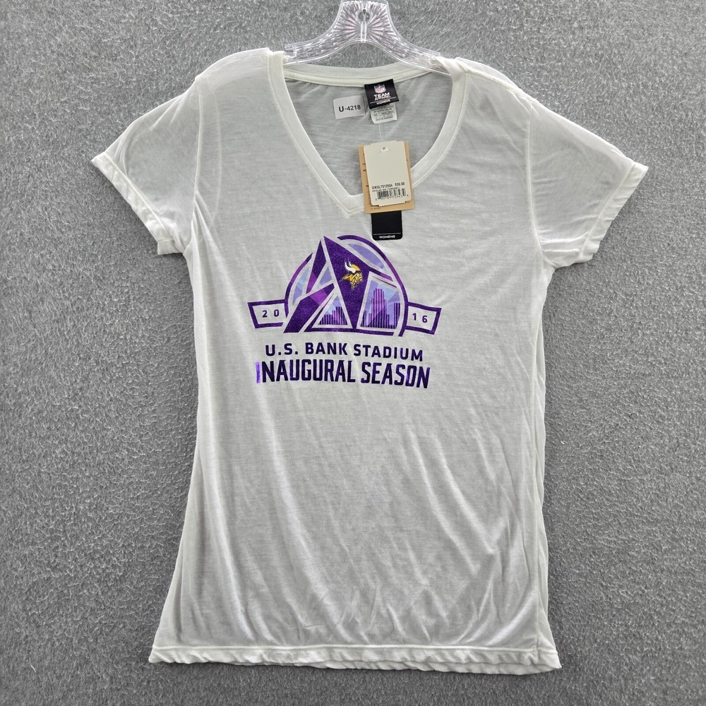 Minnesota Vikings Women Shirt Large White US Bank Stadium Inaugural Season NWT